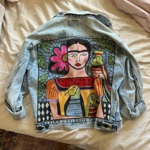 Hand embroidered frida khalo Levi’s denim jacket